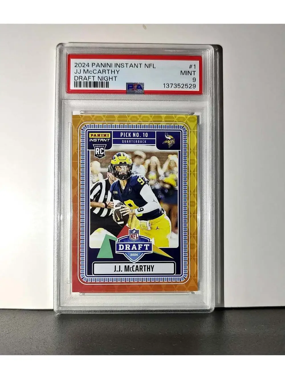 J.J. McCarthy 2023 Panini Instant Draft Night #NFLDN-1 PSA 9 Mint